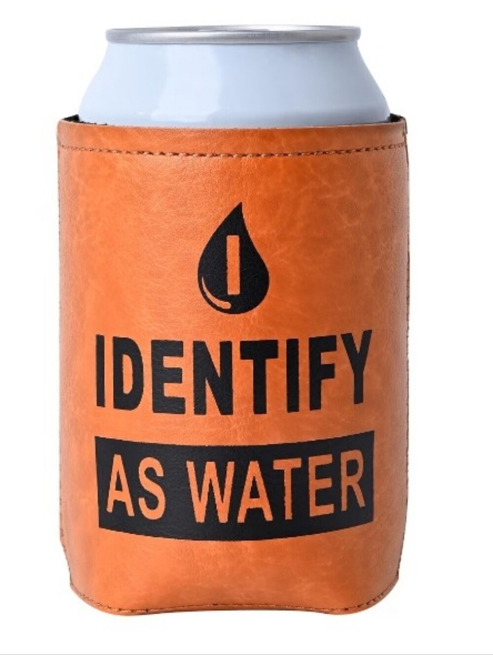 I Identify As Water Faux-Leather Can Cooler